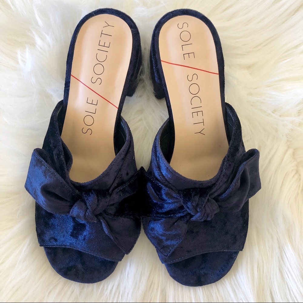Sole Society velvet mules.
